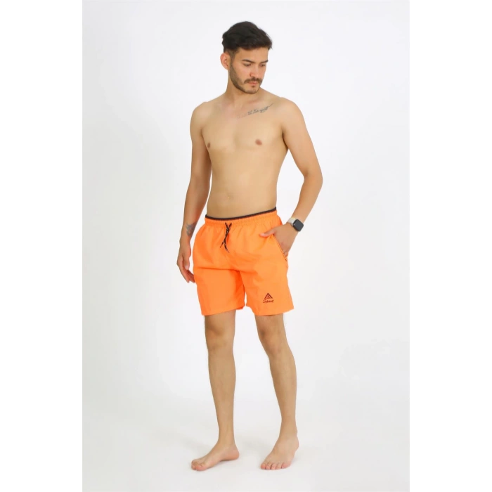 Moda Çizgi Erkek Turuncu Deniz Şortu 27485
