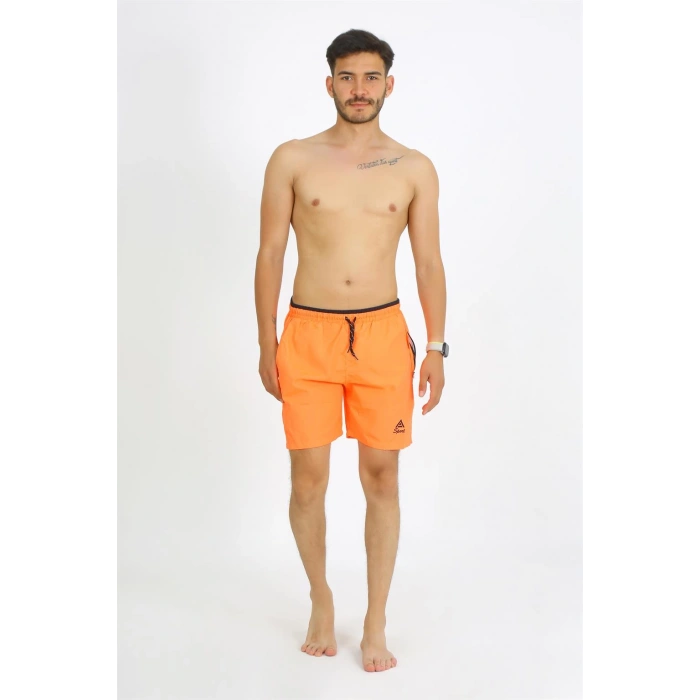 Moda Çizgi Erkek Turuncu Deniz Şortu 27485