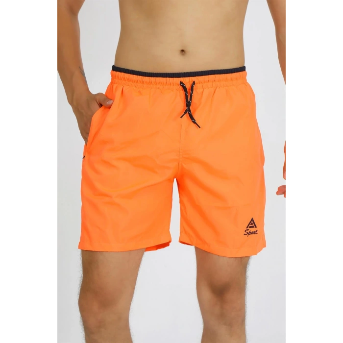 Moda Çizgi Erkek Turuncu Deniz Şortu 27485