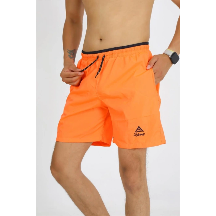 Moda Çizgi Erkek Turuncu Deniz Şortu 27485