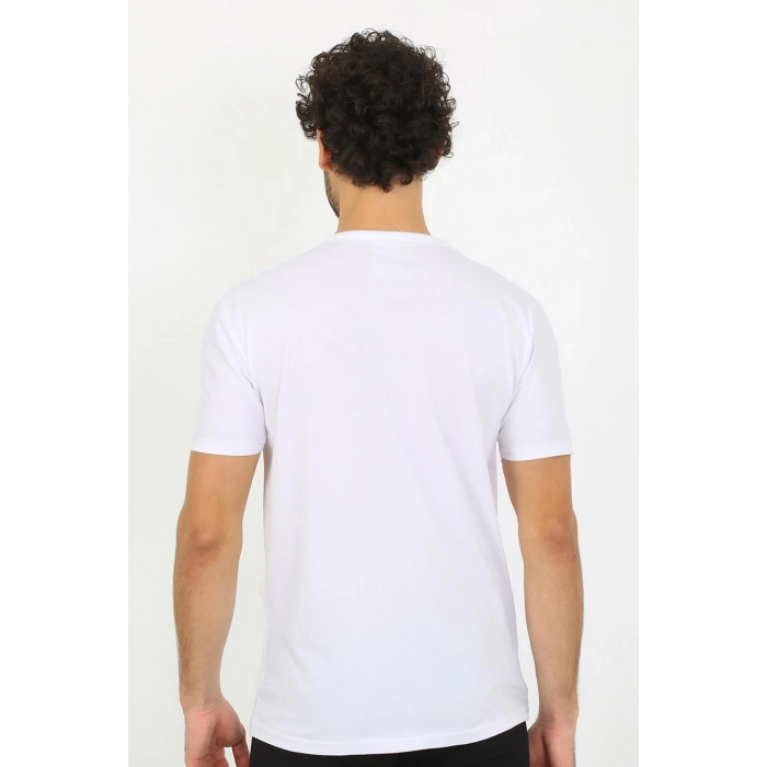 Moda Çizgi Erkek V Yaka Beyaz Penye Atlet 6560