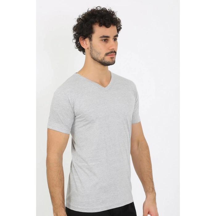 Moda Çizgi Erkek V Yaka Gri Penye Atlet 6560