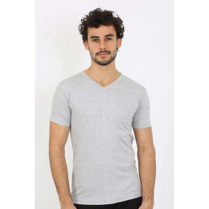 Moda Çizgi Erkek V Yaka Gri Penye Atlet 6560