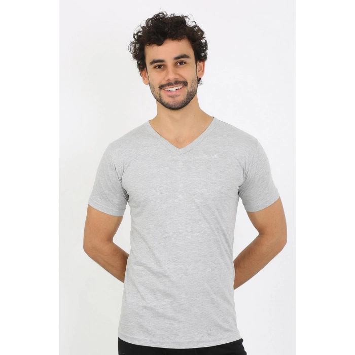 Moda Çizgi Erkek V Yaka Gri Penye Atlet 6560