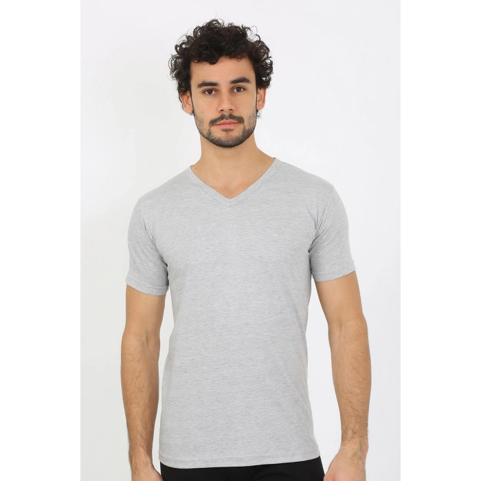 Moda Çizgi Erkek V Yaka Gri Penye Atlet 6560