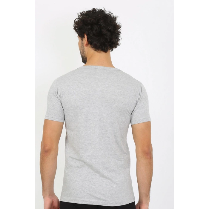 Moda Çizgi Erkek V Yaka Gri Penye Atlet 6560