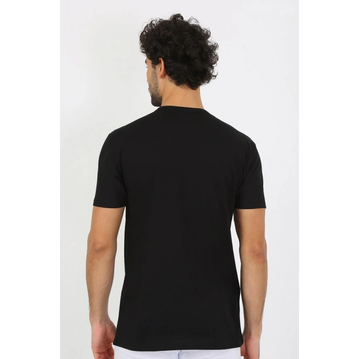 Moda Çizgi Erkek V Yaka Siyah Penye Atlet 6560