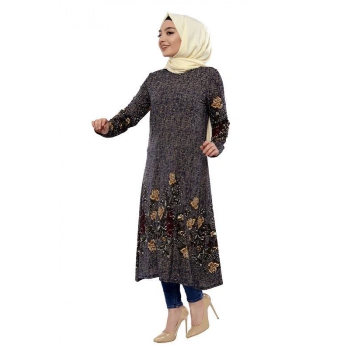 Moda Çizgi İşlemeli Krep Şal