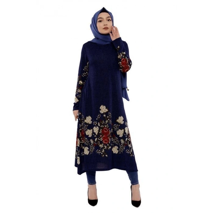 Moda Çizgi İşlemeli Krep Şal