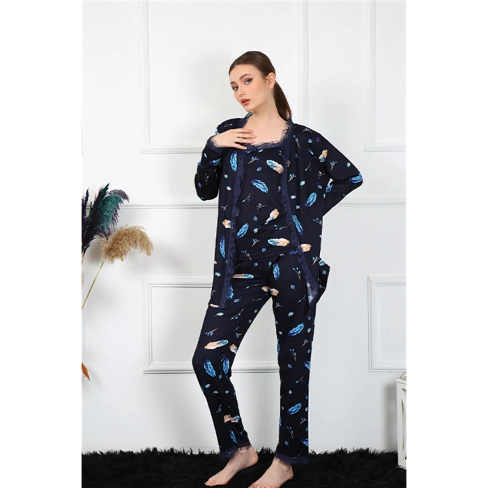 Moda Çizgi Kadın 3lü Sabahlık Takım 16105