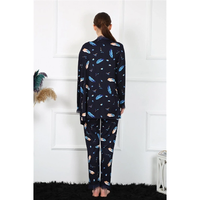 Moda Çizgi Kadın 3lü Sabahlık Takım 16105