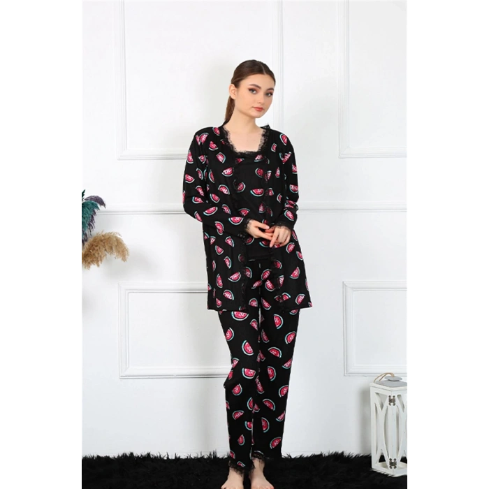 Moda Çizgi Kadın 3lü Sabahlık Takım 16107