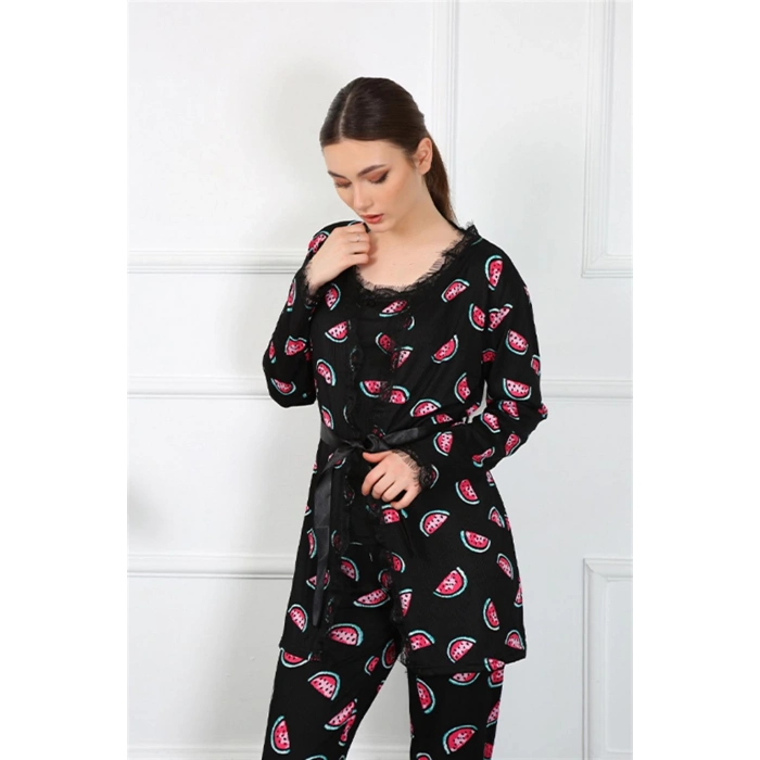 Moda Çizgi Kadın 3lü Sabahlık Takım 16107