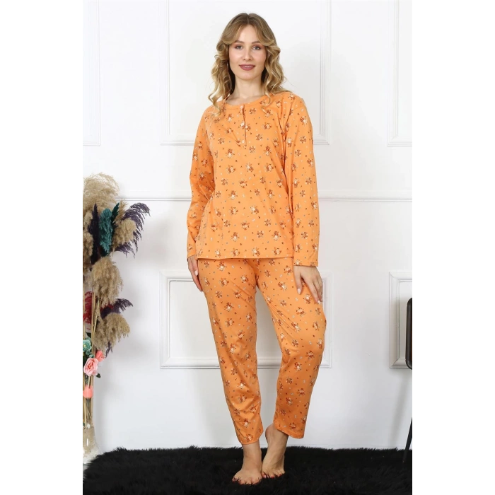 Moda Çizgi Kadın 4XL-5XL-6XL-7XL-8XL Büyük Beden Uzun Kol Pijama Takım 75014