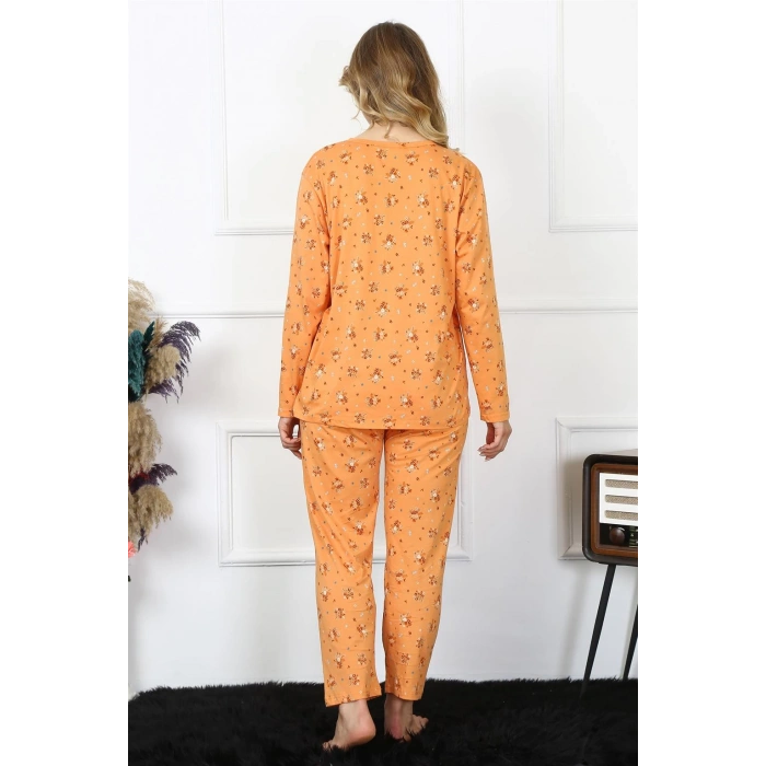 Moda Çizgi Kadın 4XL-5XL-6XL-7XL-8XL Büyük Beden Uzun Kol Pijama Takım 75014