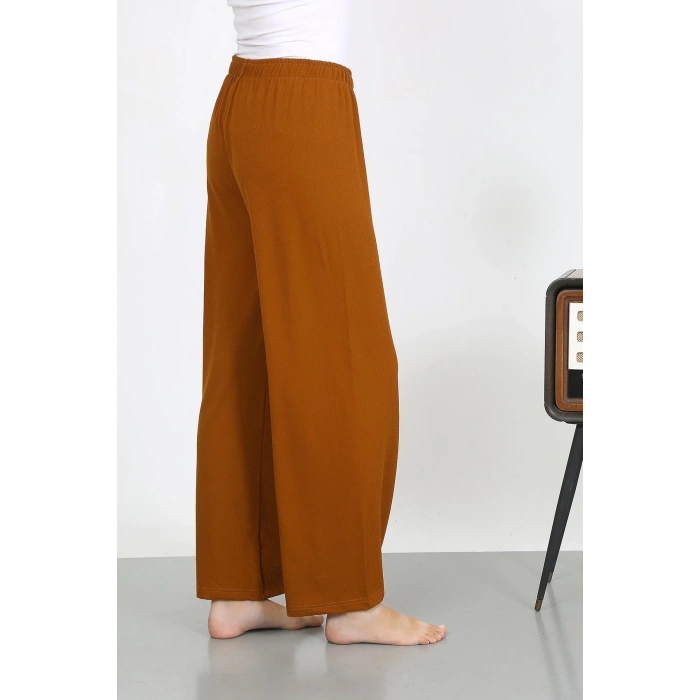 Moda Çizgi Kadın Bürümcük Kumaş Hafif-Esnek Pantolon 210074 Kahve