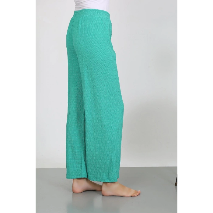 Moda Çizgi Kadın Bürümcük Kumaş Hafif-Esnek Pantolon 210074 Yeşil