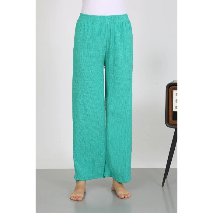 Moda Çizgi Kadın Bürümcük Kumaş Hafif-Esnek Pantolon 210074 Yeşil