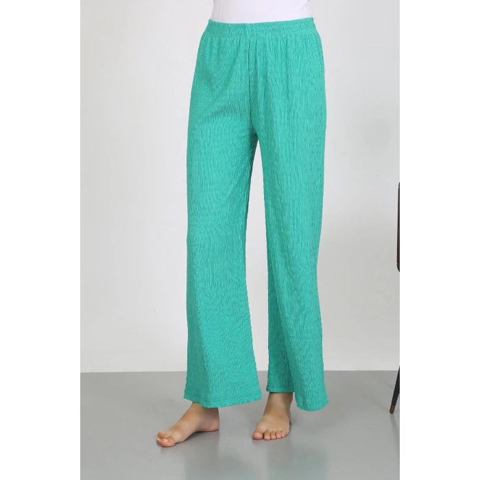 Moda Çizgi Kadın Bürümcük Kumaş Hafif-Esnek Pantolon 210074 Yeşil
