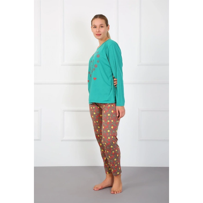 Moda Çizgi Kadın Büyük Beden Penye Pijama Takım 202180