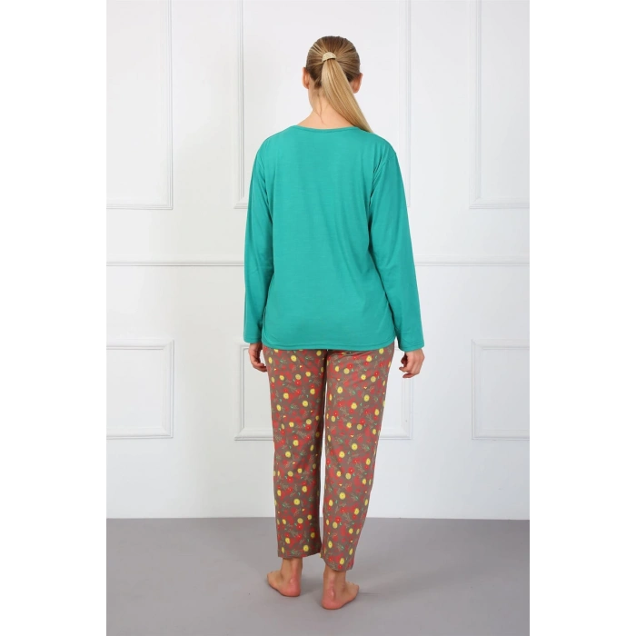 Moda Çizgi Kadın Büyük Beden Penye Pijama Takım 202180
