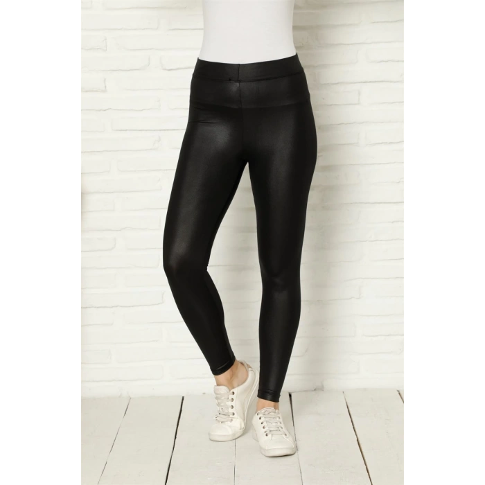 Moda Çizgi Kadın Deri Tayt 5885