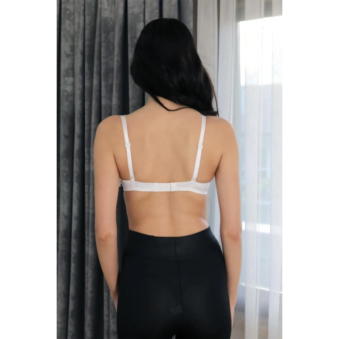Moda Çizgi Kadın Destekli Balenli Sütyen 4930 Beyaz