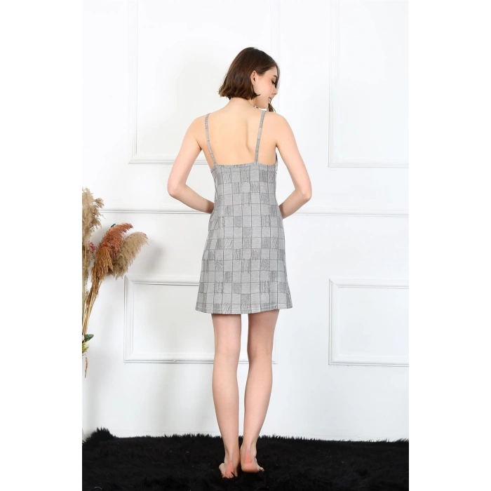 Moda Çizgi Kadın İp Askılı Penye Gecelik 402