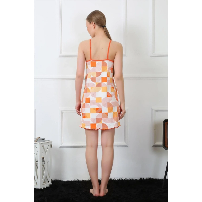 Moda Çizgi Kadın İp Askılı Penye Gecelik 405