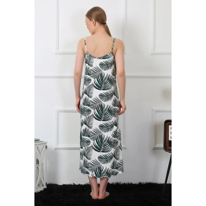 Moda Çizgi Kadın İp Askılı Uzun Gecelik 823