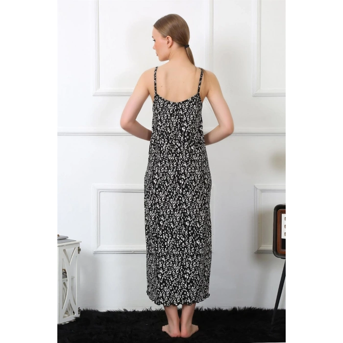 Moda Çizgi Kadın İp Askılı Uzun Gecelik 824