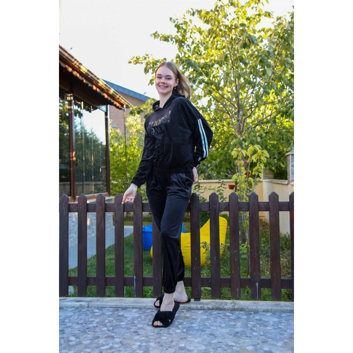 Moda Çizgi Kadın Kadife Eşofman Takım 9076