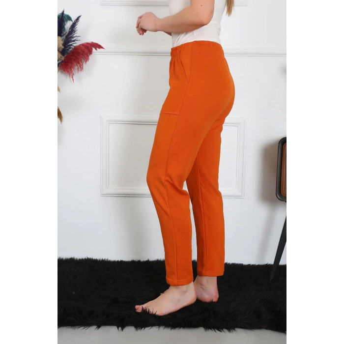 Moda Çizgi Kadın Pamuk Cepli 3 İplik Alt Eşofman Kremit 27510