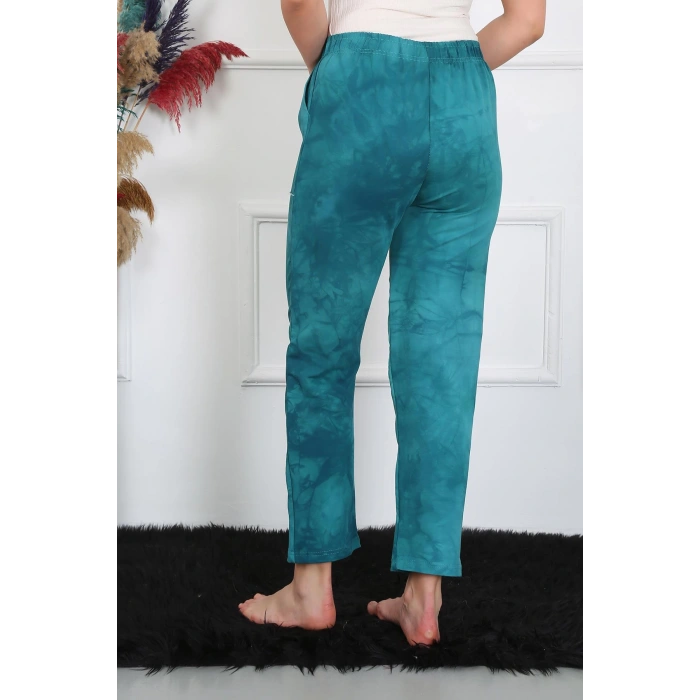 Moda Çizgi Kadın Pamuk Cepli 3 İplik Alt Eşofman Turkuaz 27510