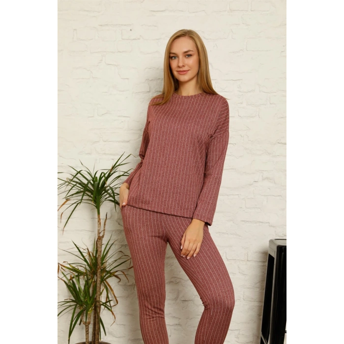 Moda Çizgi Kadın Pamuk Eşofman Takım 9035
