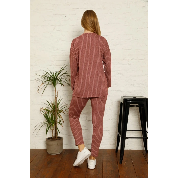 Moda Çizgi Kadın Pamuk Eşofman Takım 9035