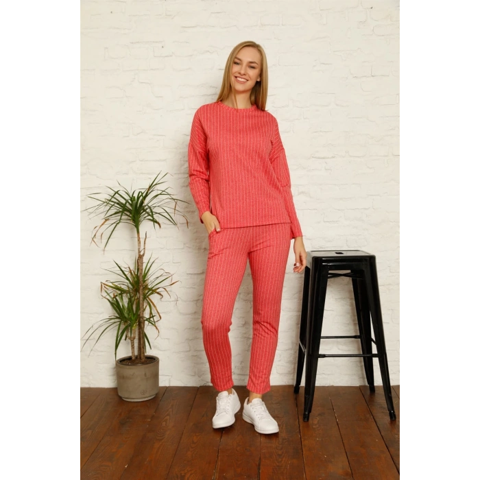 Moda Çizgi Kadın Pamuk Eşofman Takım 9036