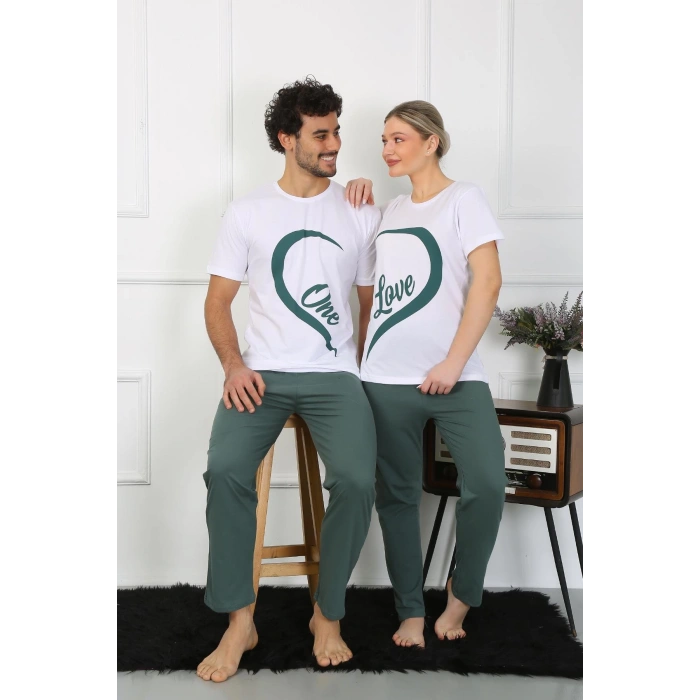 Moda Çizgi Kadın Pamuk Penye Sevgili Kombini Pijama Takımı Beyaz 50127 Tek Takım Fiyatıdır