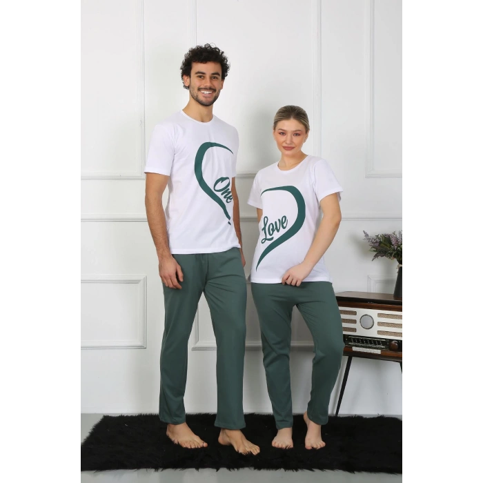 Moda Çizgi Kadın Pamuk Penye Sevgili Kombini Pijama Takımı Beyaz 50127 Tek Takım Fiyatıdır