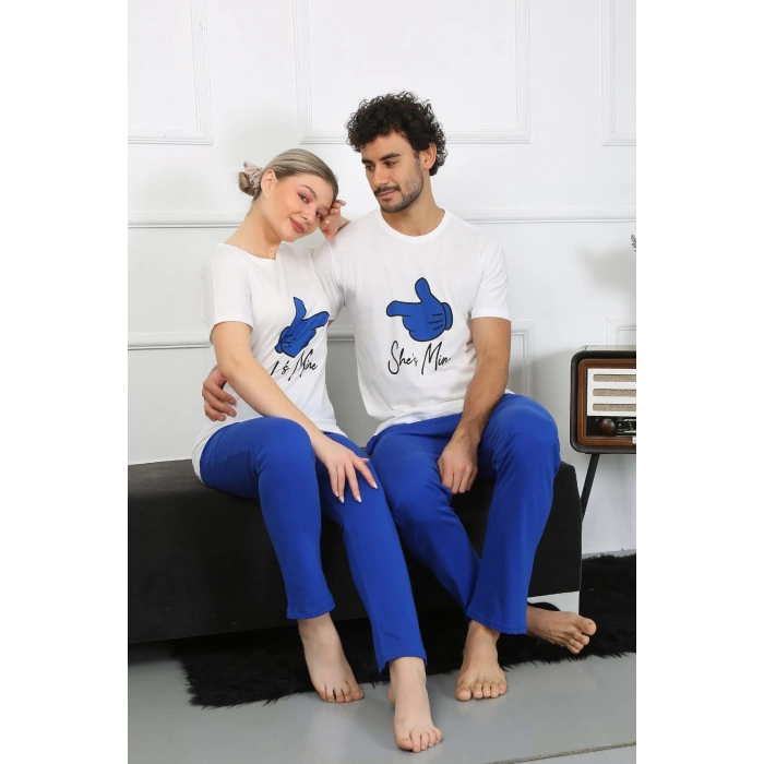 Moda Çizgi Kadın Pamuk Penye Sevgili Kombini Pijama Takımı Beyaz 50129 Tek Takım Fiyatıdır