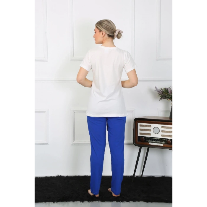 Moda Çizgi Kadın Pamuk Penye Sevgili Kombini Pijama Takımı Beyaz 50129 Tek Takım Fiyatıdır