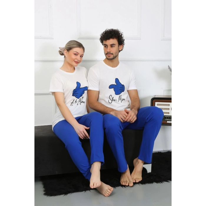 Moda Çizgi Kadın Pamuk Penye Sevgili Kombini Pijama Takımı Beyaz 50129 Tek Takım Fiyatıdır