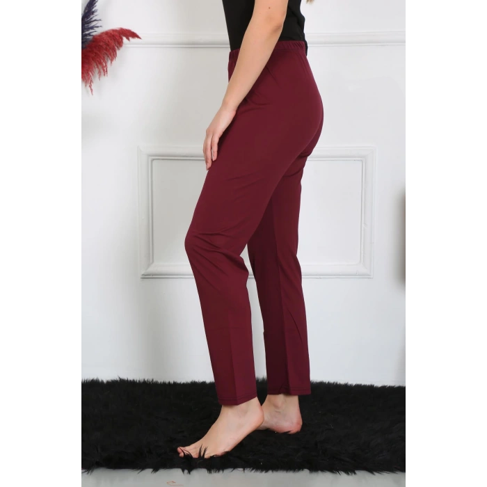 Moda Çizgi Kadın Pamuk Penye Tek Alt Pijama Bordo 27513