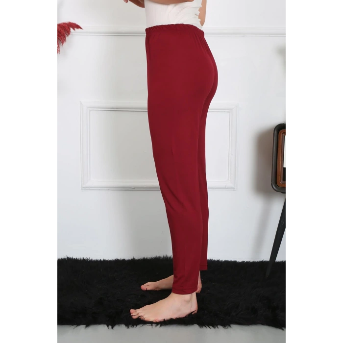 Moda Çizgi Kadın Pamuk Penye Tek Alt Pijama Bordo 27514