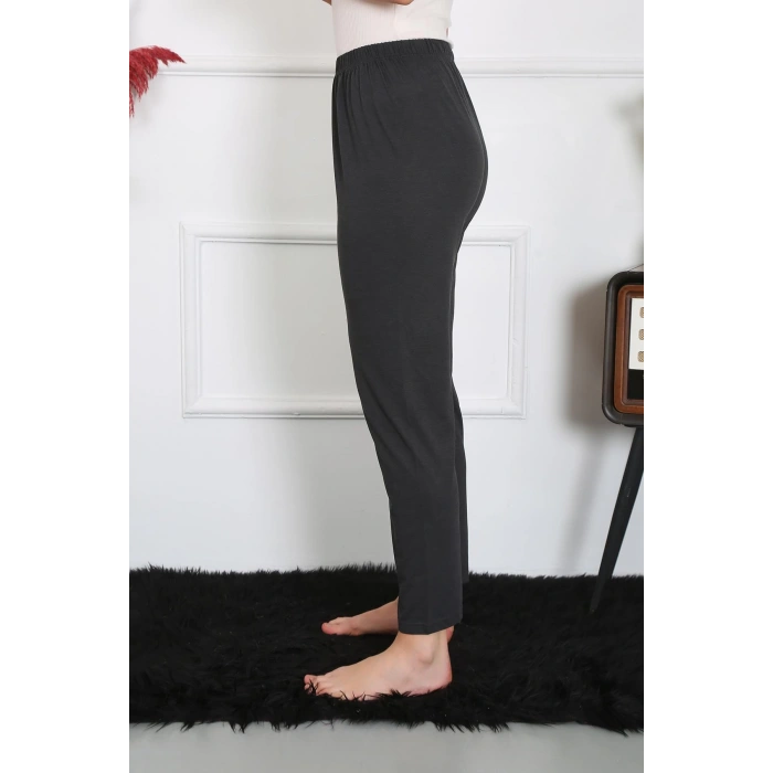 Moda Çizgi Kadın Pamuk Penye Tek Alt Pijama Füme 27514