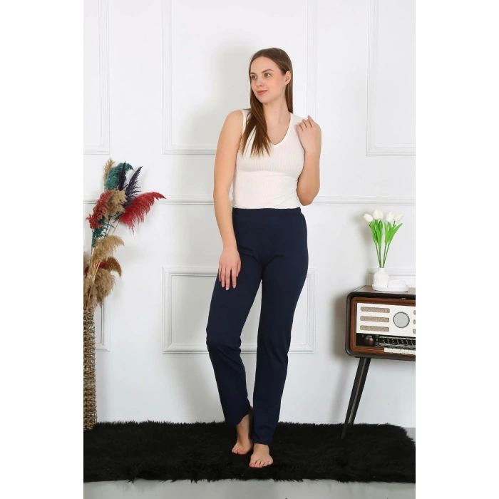 Moda Çizgi Kadın Pamuk Penye Tek Alt Pijama Lacivert 27514