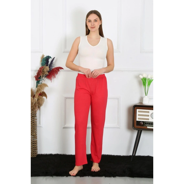 Moda Çizgi Kadın Pamuk Penye Tek Alt Pijama Mercan 27514