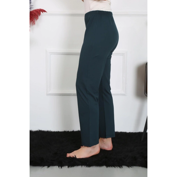 Moda Çizgi Kadın Pamuk Penye Tek Alt Pijama Petrol 27514