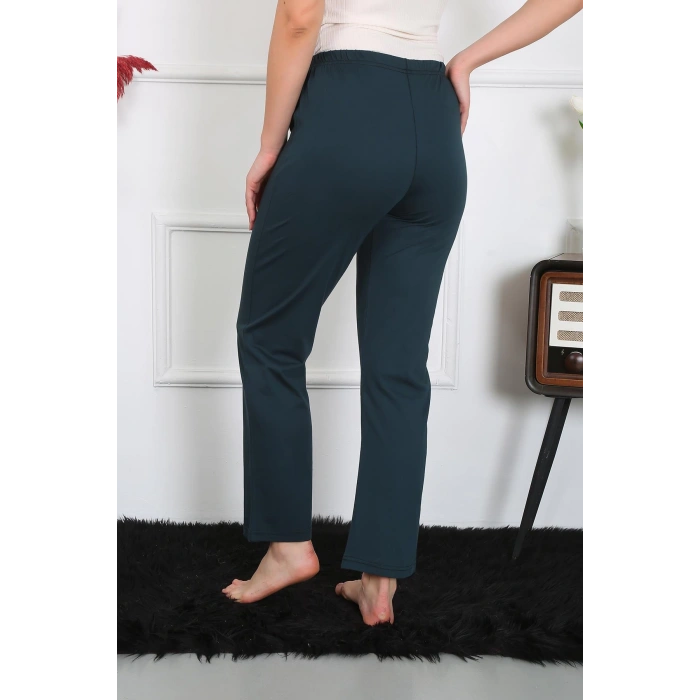 Moda Çizgi Kadın Pamuk Penye Tek Alt Pijama Petrol 27514