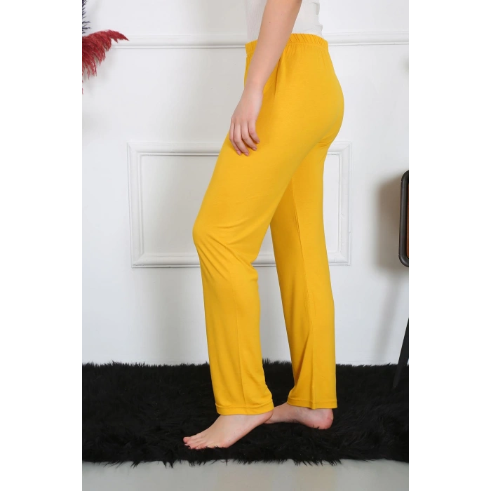 Moda Çizgi Kadın Pamuk Penye Tek Alt Pijama Sarı 27513